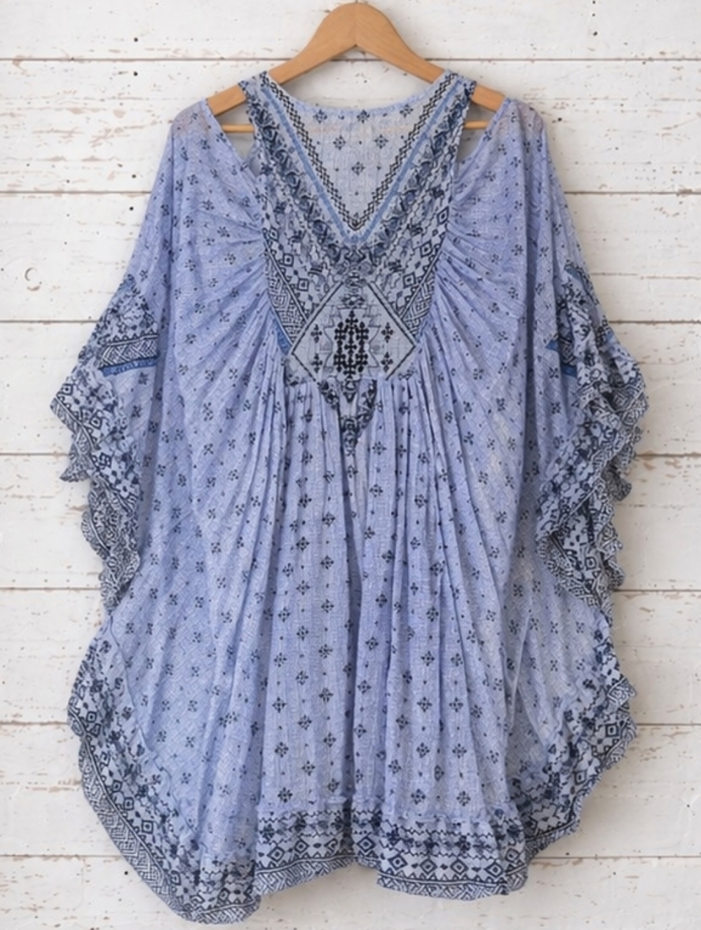 Sand & Spirit Blue Boho Kimono Style Dress Size M